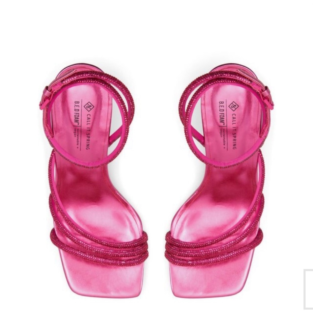 PINK RHINESTONES STRAPPY HEELS